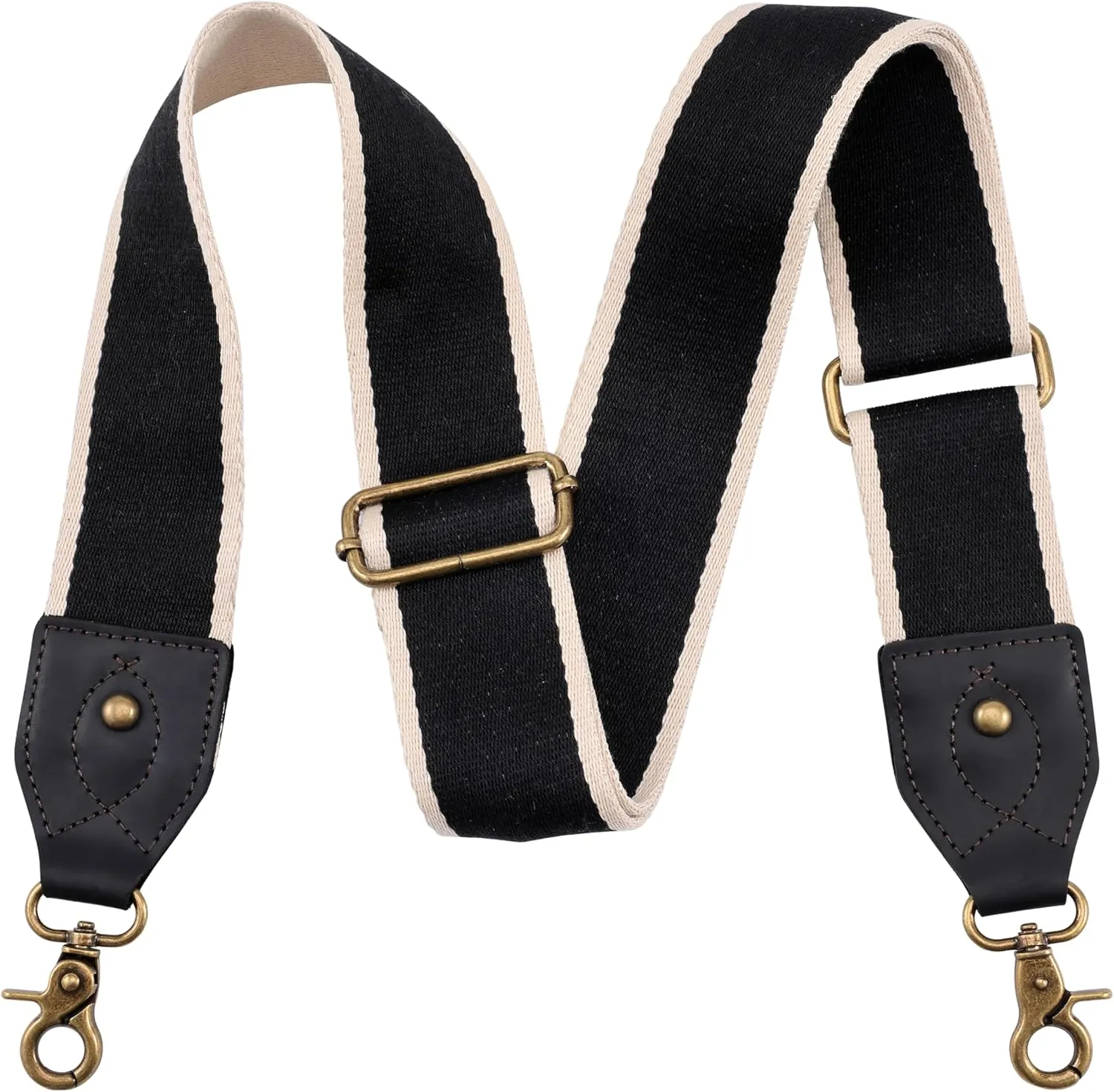 Nefelibata Purse Strap-2"Crazy Horse Leather Wide Shoulder Strap Adjustable Replacement,Retro knit Embroidery Multi-pattern Crossbody Bag Straps for Handbag,Crossbody Bags(Leather Striped Black White)