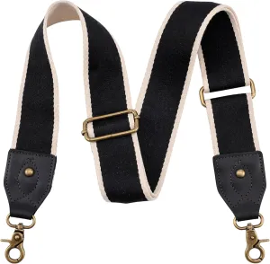 Nefelibata Purse Strap-2"Crazy Horse Leather Wide Shoulder Strap Adjustable Replacement,Retro knit Embroidery Multi-pattern Crossbody Bag Straps for Handbag,Crossbody Bags(Leather Striped Black White)