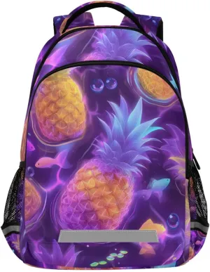 Neon Pineapple Fish Sea Backpack for Girls Boys School Bookbag Kids Daypack Lightweight Laptop Backpack Back to School Supplies
