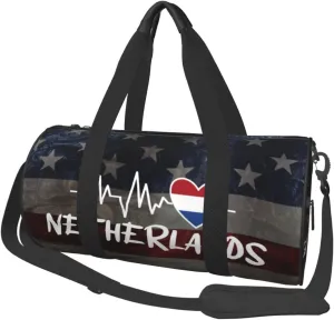 Netherlands Heartbeat Duffel Bag Gym Bag Travel Sports Tote Large Foldable Beach Swim Yoga3