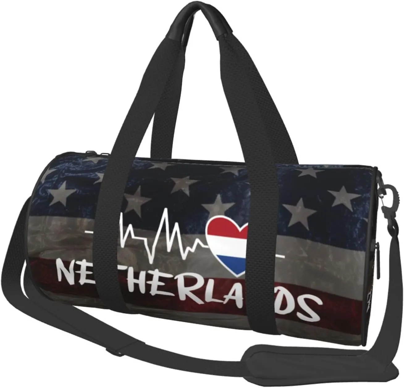 Netherlands Heartbeat Duffel Bag Gym Bag Travel Sports Tote Large Foldable Beach Swim Yoga3