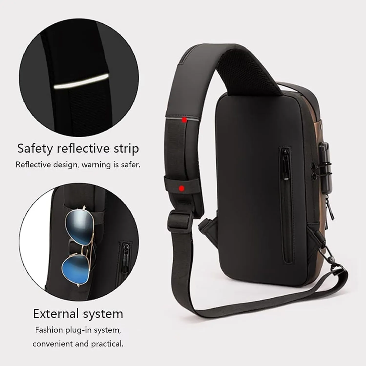 New Carbon Fiber Streamline Anti-Theft Sling Bag, Usb Charging Sport Sling, Waterproof Shoulder Backpack (Blue-B)