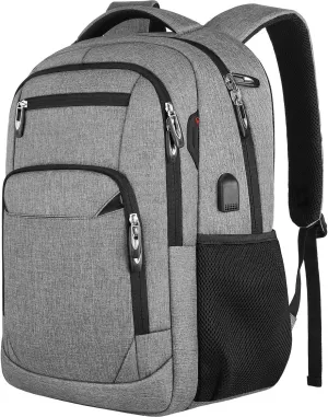 New Men's Laptop Backpack with Large Capacity, Multifunctional Travel Notebook Business Computer Bag - Bulk Order Available (Light Gray), 20