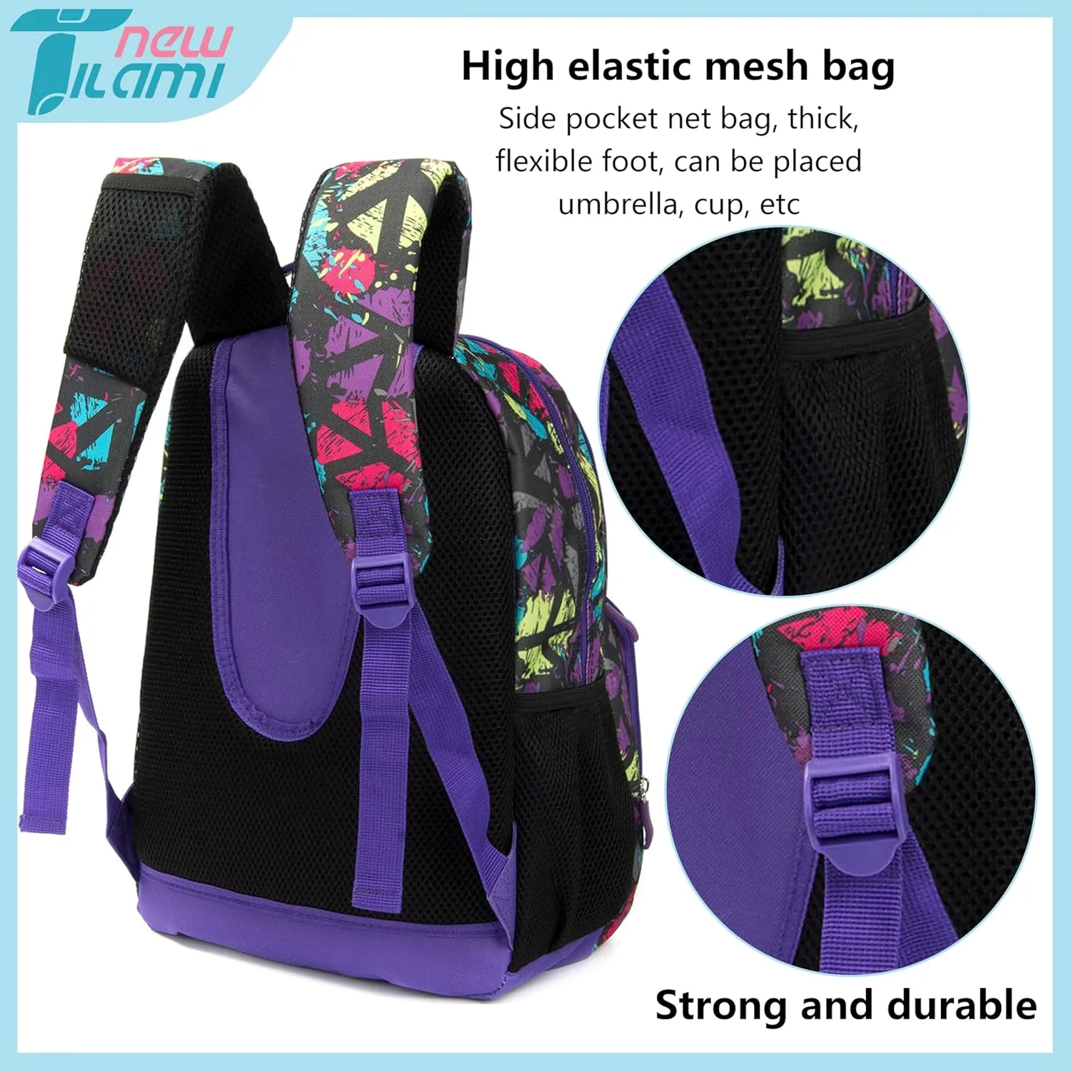 NEW TILAMI 14 Inch kid Toddler Backpack Boys Girls School Bag Kindergarten Elementary Cute Backpacks, Doodle colored