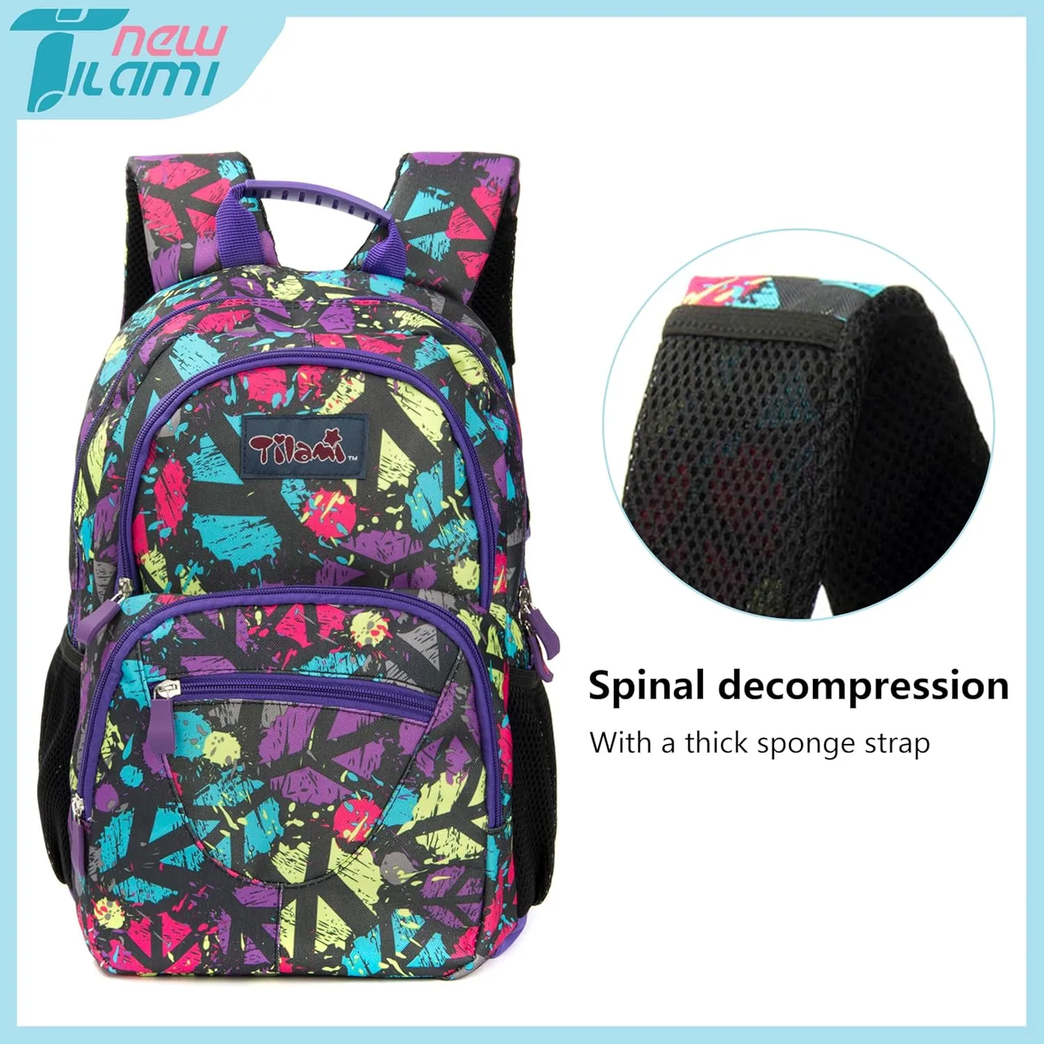 NEW TILAMI 14 Inch kid Toddler Backpack Boys Girls School Bag Kindergarten Elementary Cute Backpacks, Doodle colored