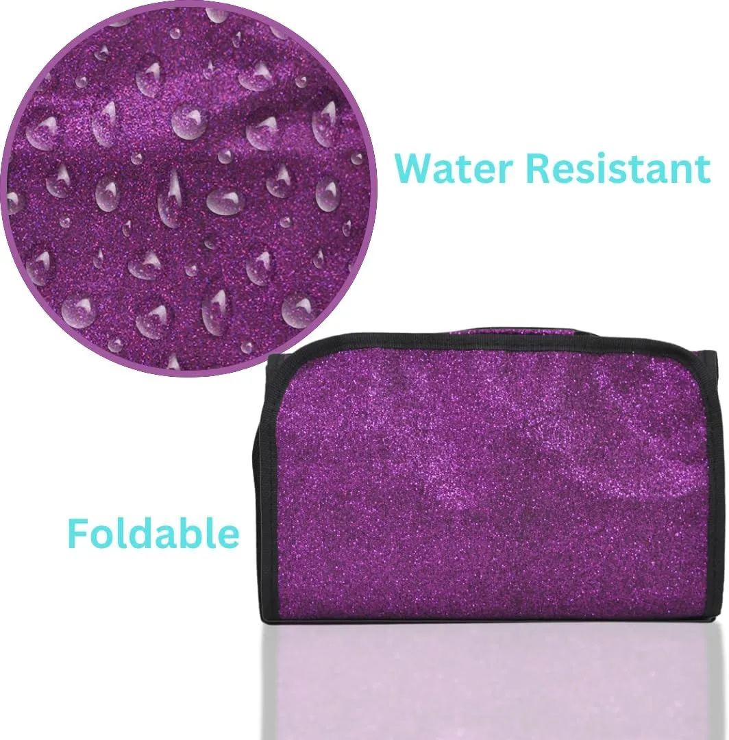 NGIL Glitter Travel Hanging Toiletry Bag for Cheerleaders and Dance Teams, Toiletry Organizer and Toiletry Bag for Women, Cosmetic Travel Bag(Glitter-Purple)