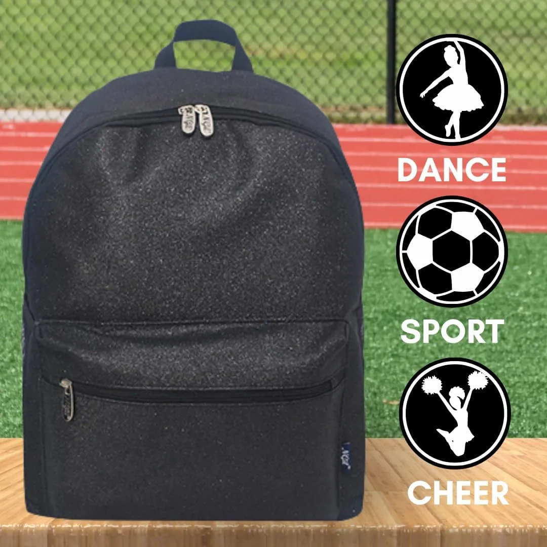 NGIL Large Glitter Cheer Backpack for Competitions, Dance, and Practice – Cheerleading Bag with Accessories Storage, Sparkle Bookbag for Cheerleaders, Coaches, and Competition Gear (Glitter-Black)