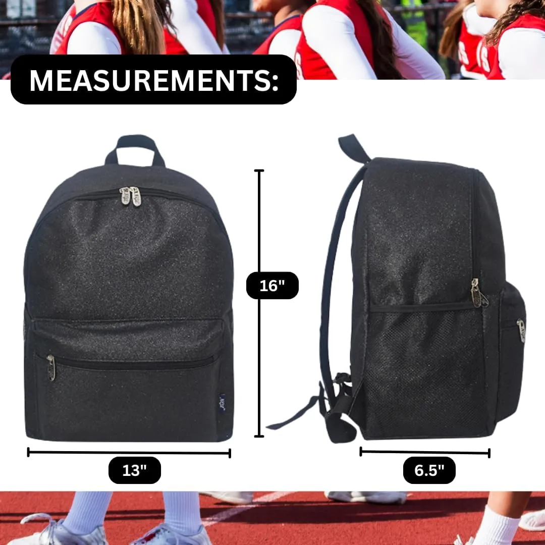 NGIL Large Glitter Cheer Backpack for Competitions, Dance, and Practice – Cheerleading Bag with Accessories Storage, Sparkle Bookbag for Cheerleaders, Coaches, and Competition Gear (Glitter-Black)