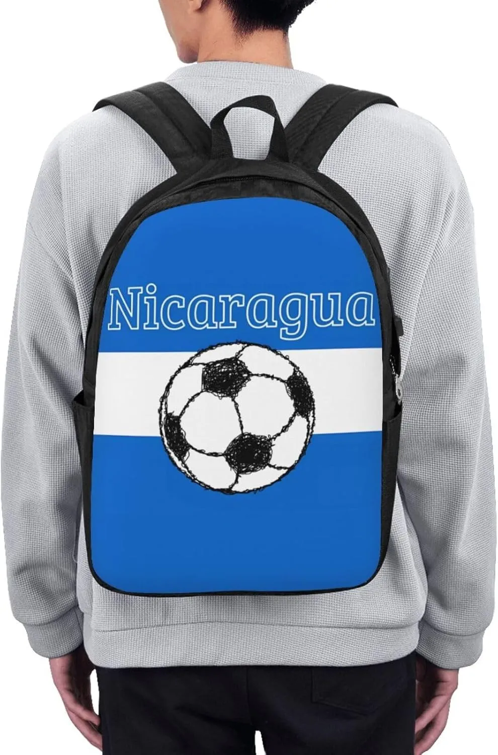 Nicaragua Football Soccer Flag Laptop Backpacks Travel Backpack Casual Business Daypack Sport Rucksack Computer Bag Fits up to 17 Inch Notebook with USB Port