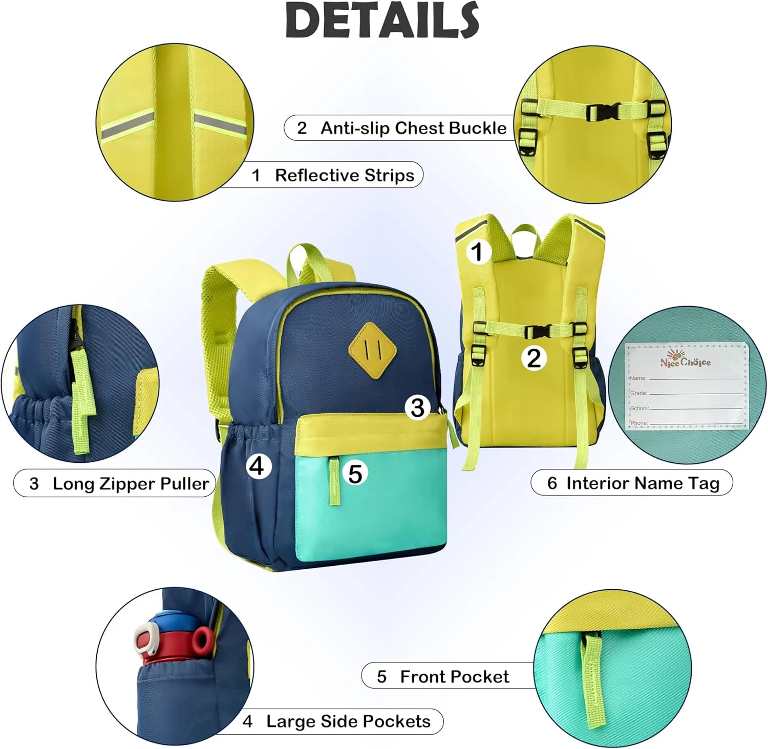 NICE CHOICE Toddler Mini Backpack for Preschool Boys Girls, Outdoor Lightweight Kindergarten Elementary School Backpack Bag for Little Kids,Travel & Everyday Use, 12" H, For 2-4 Years