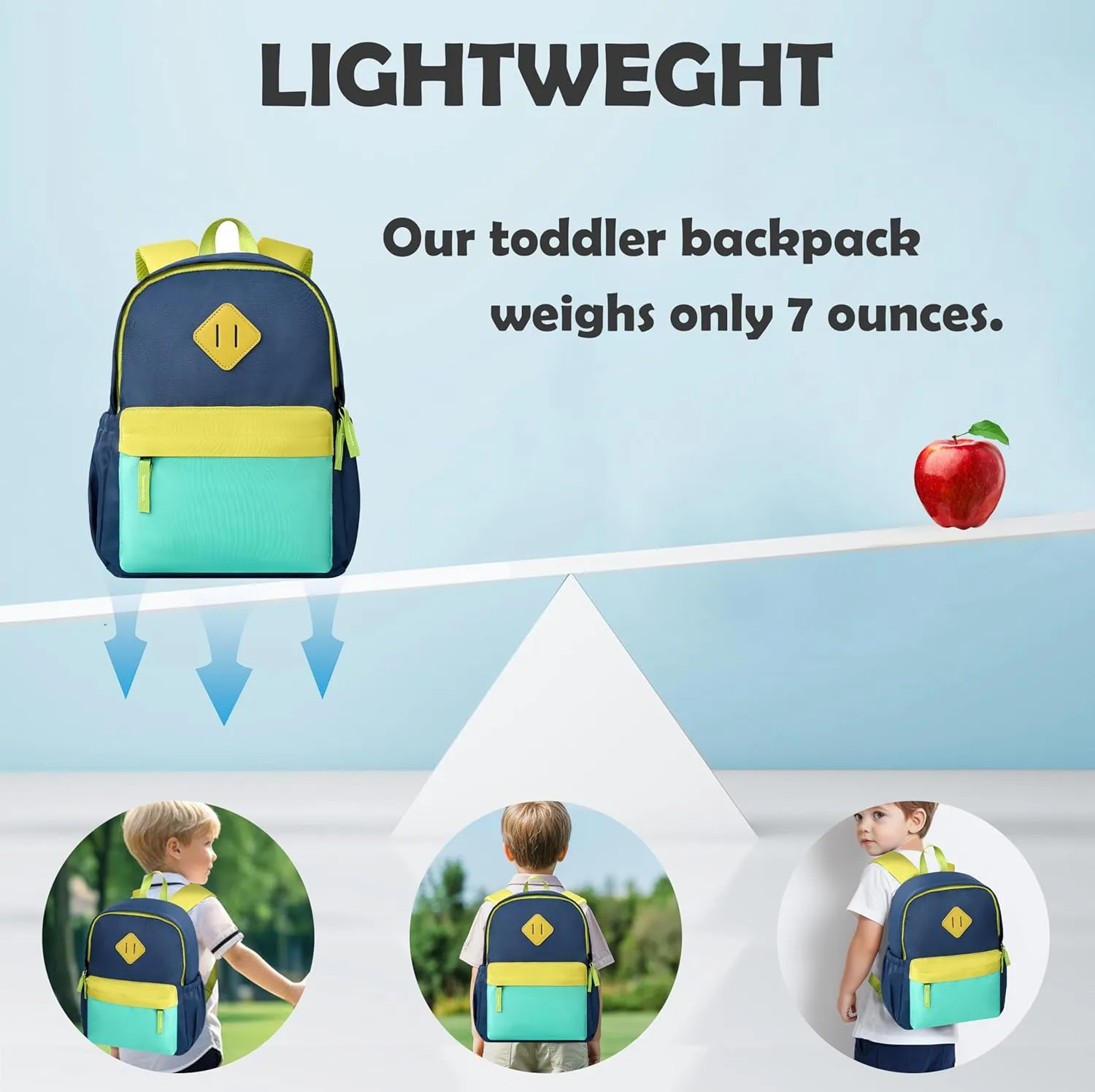 NICE CHOICE Toddler Mini Backpack for Preschool Boys Girls, Outdoor Lightweight Kindergarten Elementary School Backpack Bag for Little Kids,Travel & Everyday Use, 12" H, For 2-4 Years