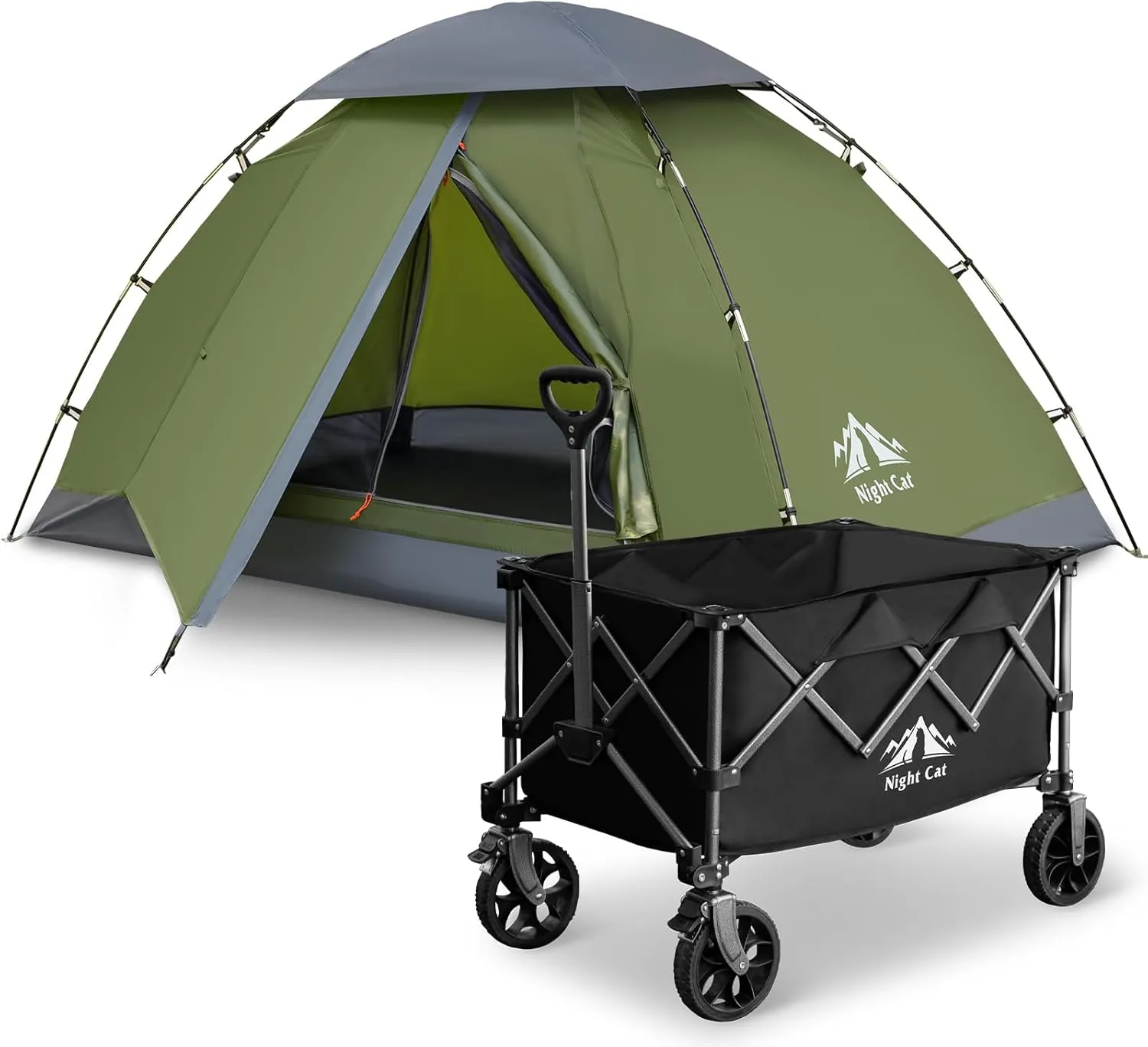 Night Cat Upgraded Backpacking Tent with Collapsible Wagon Camping Tent with Wagon Cart for Outdoor Combo Set