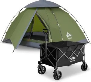 Night Cat Upgraded Backpacking Tent with Collapsible Wagon Camping Tent with Wagon Cart for Outdoor Combo Set