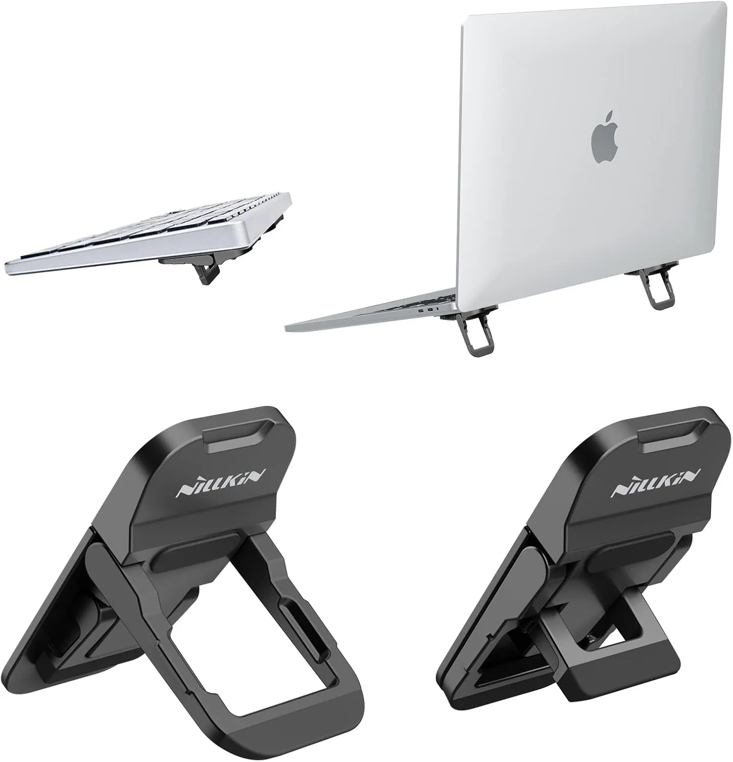Nillkin Computer Keyboard Stand for Desktop with 3 Adjustable Angles, Flip Keyboard Riser Feet for Most Keyboards, Laptop Stand for MacBook, Dell, HP and Other 10-17 Inches Laptop Feet, Black