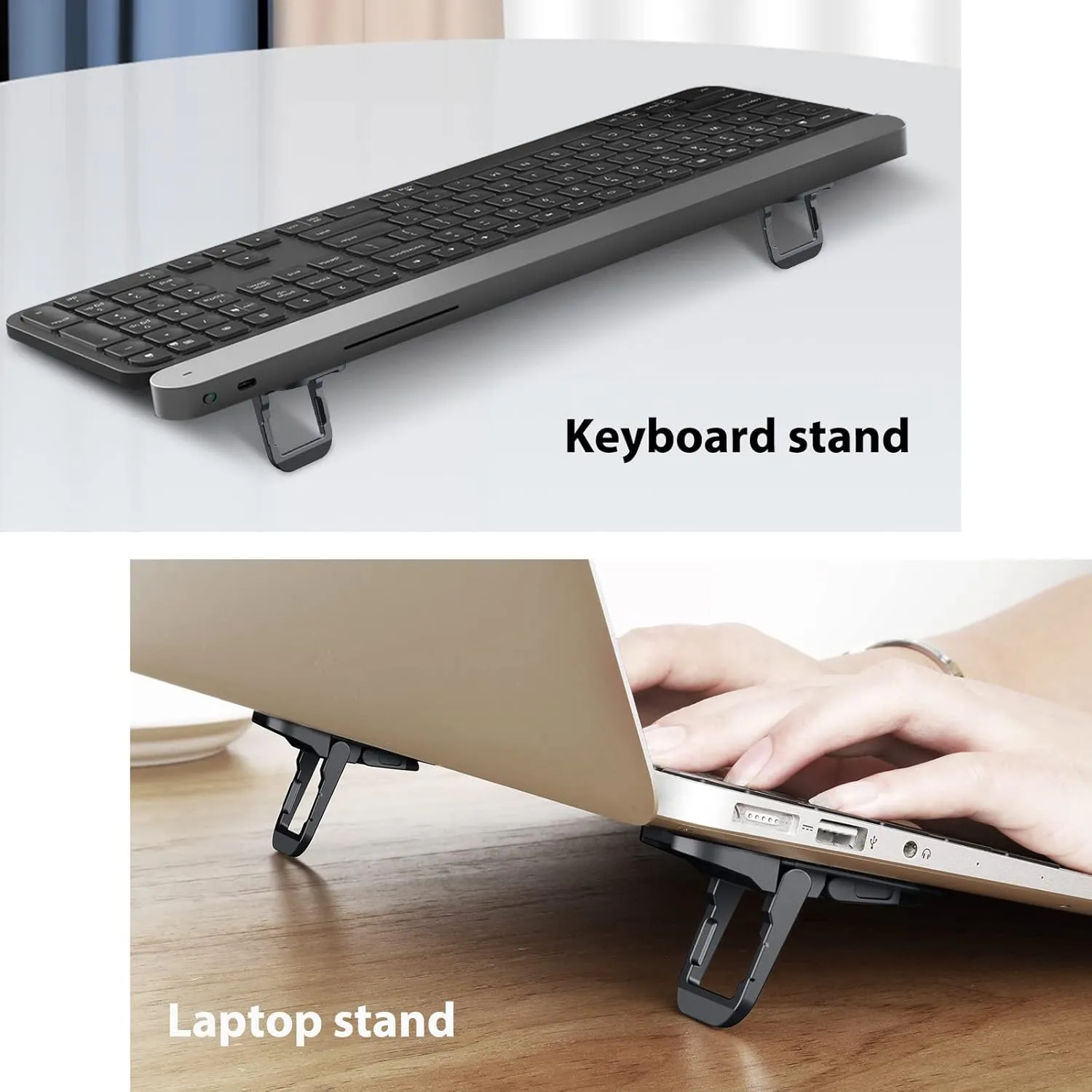 Nillkin Computer Keyboard Stand for Desktop with 3 Adjustable Angles, Flip Keyboard Riser Feet for Most Keyboards, Laptop Stand for MacBook, Dell, HP and Other 10-17 Inches Laptop Feet, Black
