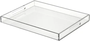 NIUBEE Acrylic Serving Tray 16x20 Inches -Spill Proof- Clear Decorative Tray Organiser for Ottoman Coffee Table Countertop with Handles