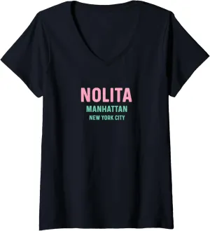 Nolita - Manhattan - Travel Trip Vacation Holiday V-Neck T-Shirt