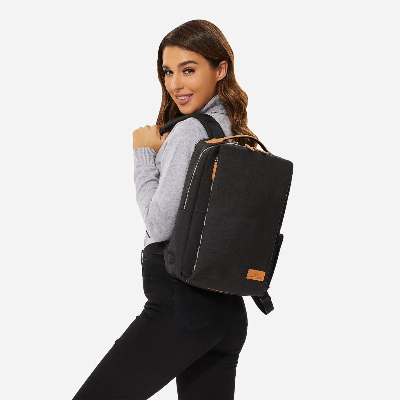 Nordace Siena Pro 13 Smart Backpack - 13.3" Laptop Backpack, 15L Daily Backpack for Travel, Everyday, or Work (Black-Brown)