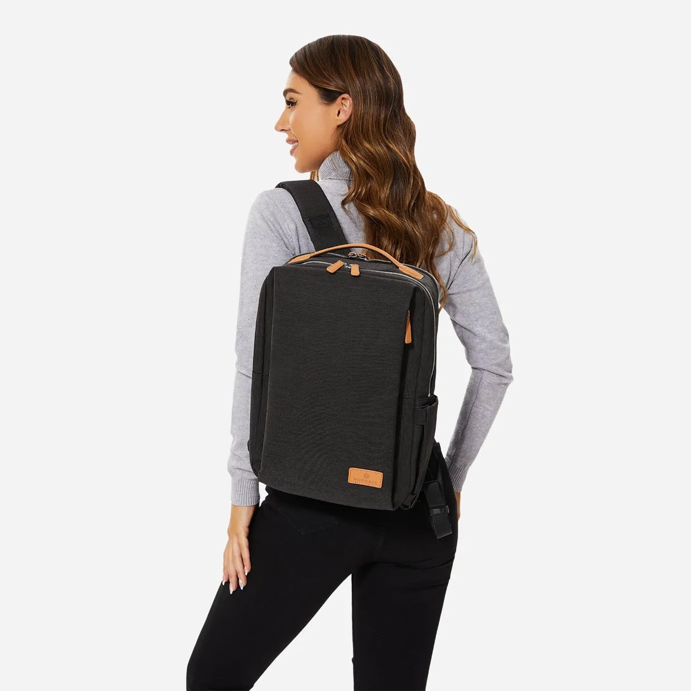 Nordace Siena Pro 13 Smart Backpack - 13.3" Laptop Backpack, 15L Daily Backpack for Travel, Everyday, or Work (Black-Brown)