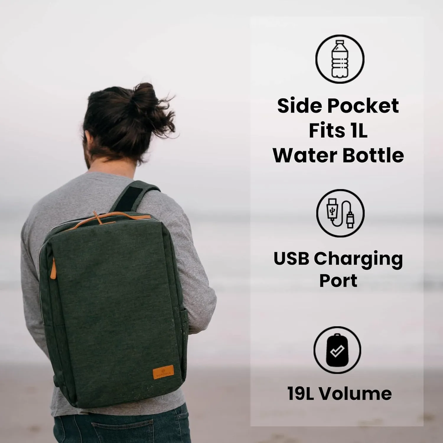Nordace Siena Smart Backpack with USB Charging - 15.6 Inch Laptop Backpack, 19L Daily Backpack for Travel, Everyday, or Work (Dark Green)