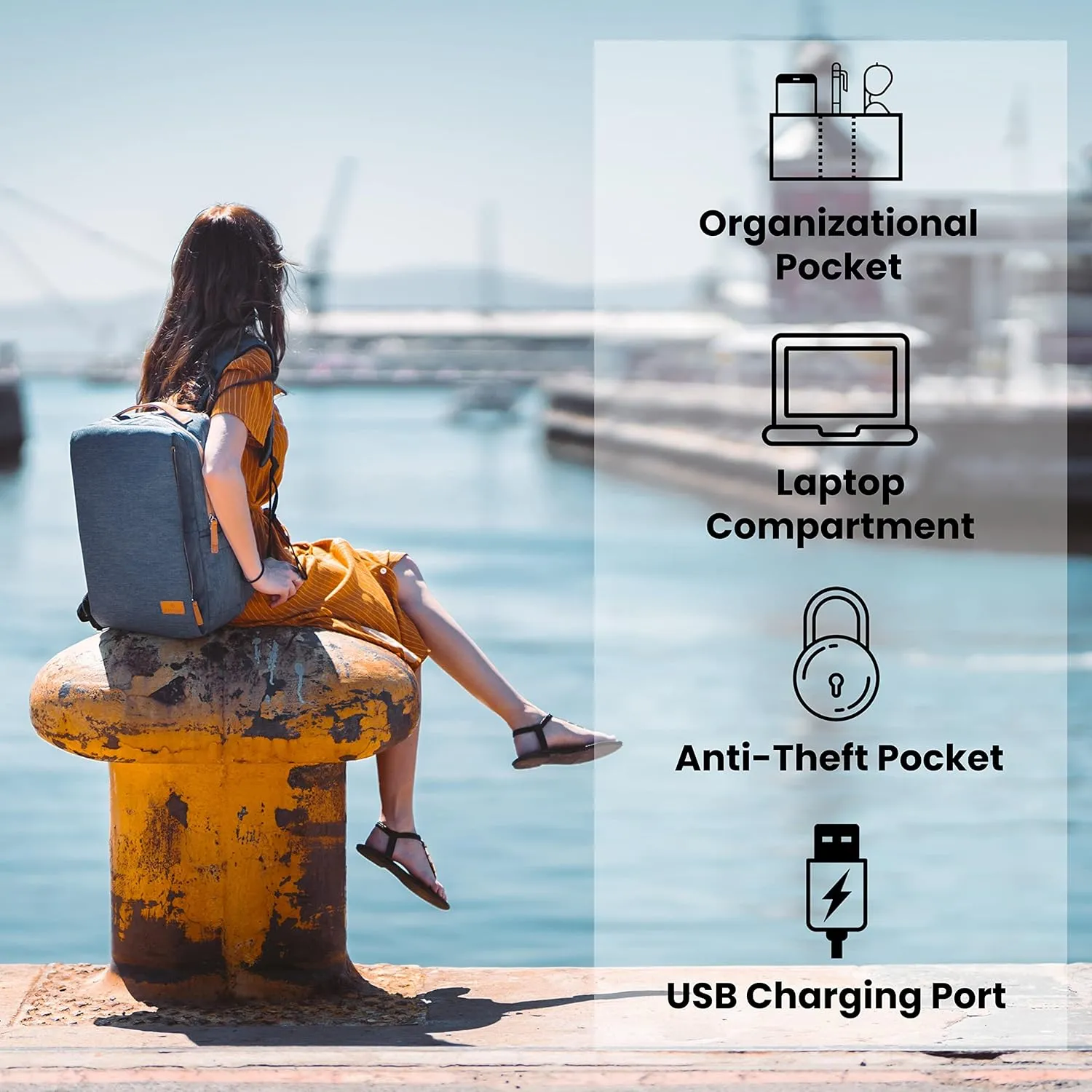 Nordace Siena Smart Backpack with USB Charging - 15.6 Inch Laptop Backpack, 19L Daily Backpack for Travel, Everyday, or Work (Gray)