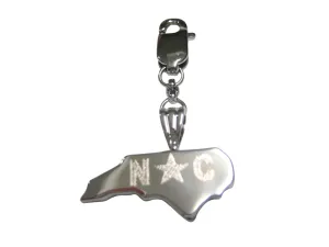 North Carolina State Map Shape and Flag Design Pendant Zipper Pull Charm
