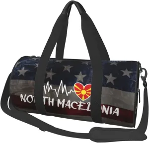North Macedonia Heartbeat Duffel Bag Gym Bag Travel Sports Tote Large Foldable Beach Swim Yoga0