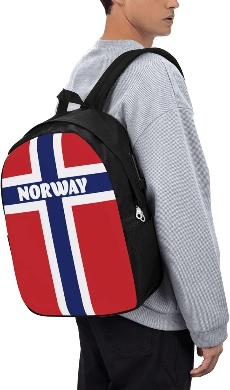 Norwegian Norway Flag Laptop Backpacks Travel Backpack Casual Business Daypack Sport Rucksack Computer Bag Fits up to 17 Inch Notebook with USB Port