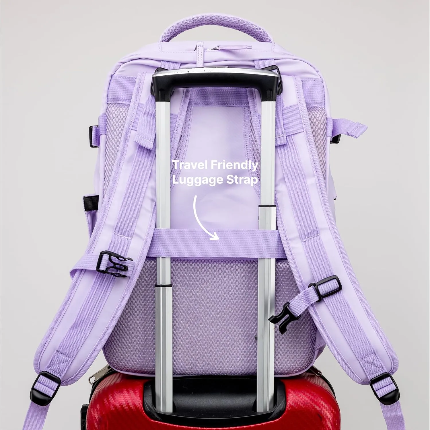 (Not Made In China) Travel Backpack For Men and Women, Airline Approved Carry On Bag w/Shoe Compartment, Fits 16 inch Laptop Computer, Personal Item Bag w/USB Charging Port (Columbus, Lavender)