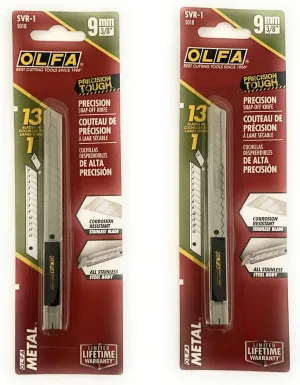 O L F A 5018 SVR-1 9mm Stainless Steel Slide-Lock Utility Knife (2 PACK)