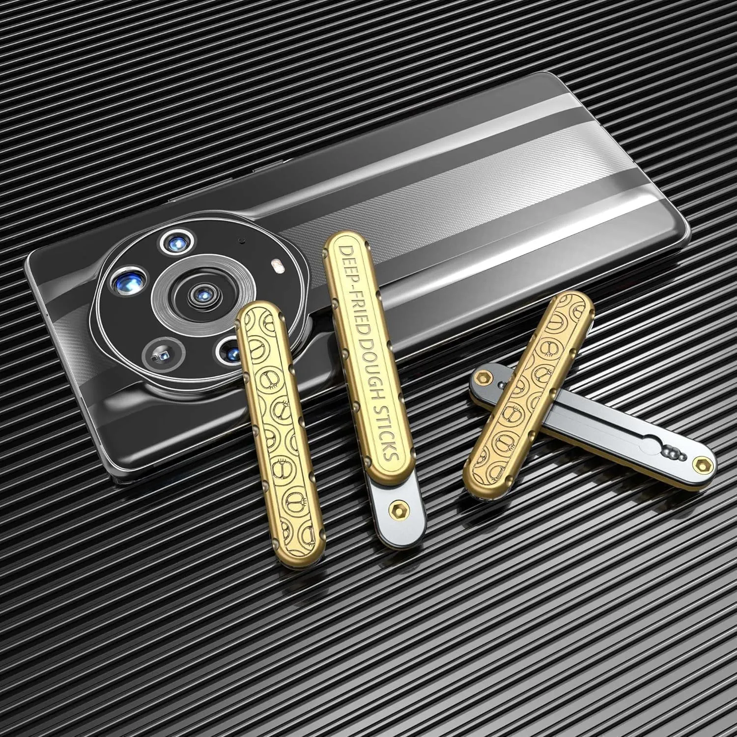 OBEST EDC Fidget Slider Push Card Toys,Metal Push Pull Rotation, Relieve ADHD/Anxiety/Stress Metal Fidget Toys Desk Toys,Gifts for Father Boyfriend Friends(Golden)