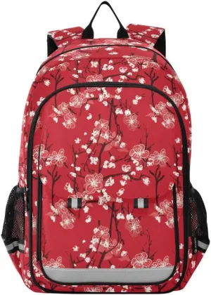 ODAWA Autumn Blossom Red Bagpacks Lightweight Backpack for School Kids Backpack Ages 6-12, 17 Inch