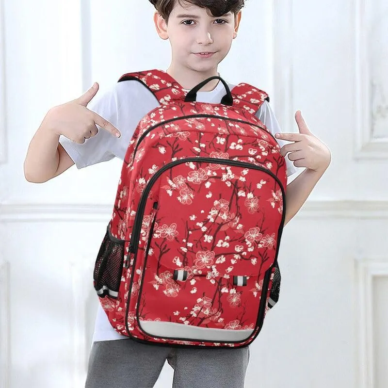 ODAWA Autumn Blossom Red Bagpacks Lightweight Backpack for School Kids Backpack Ages 6-12, 17 Inch