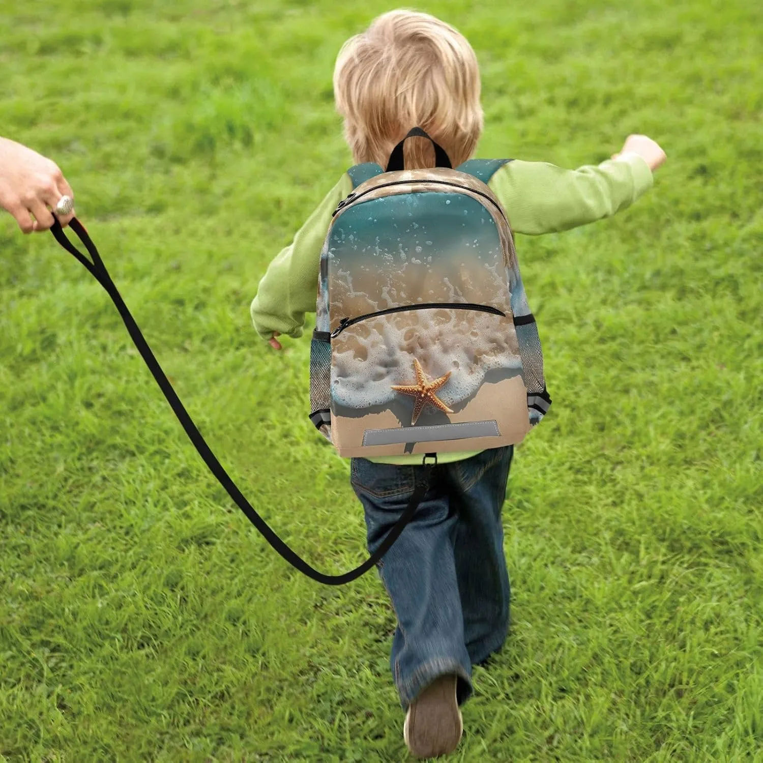 ODAWA Beautiful Beach Summer Travel Backpack for Kids Kids Backpack with Reflective Tape Strips