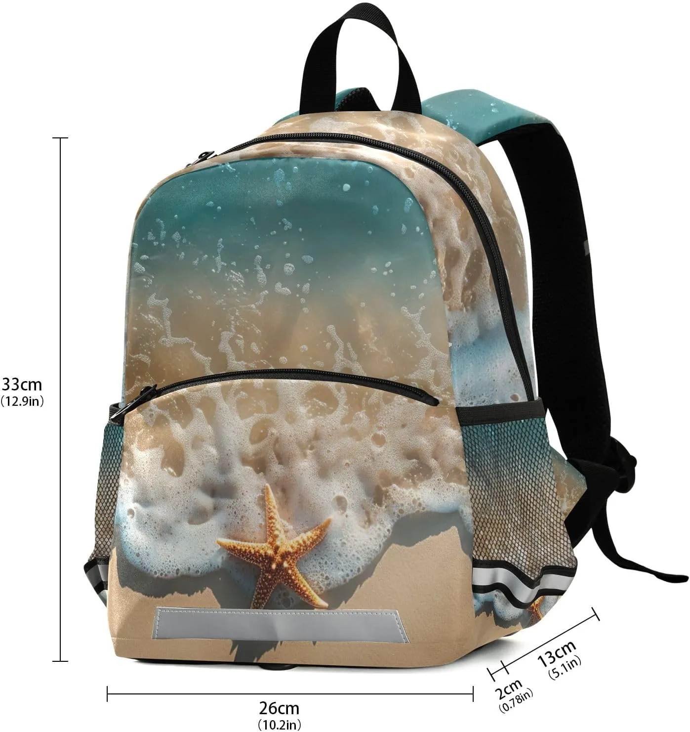 ODAWA Beautiful Beach Summer Travel Backpack for Kids Kids Backpack with Reflective Tape Strips