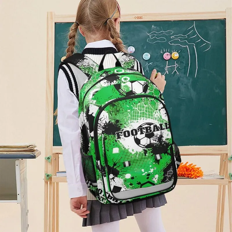 ODAWA Football Themes Soccer Balls Bagpacks Preschool Elementary Kindergarten School Bag Girls Boys Backpack, 17 Inch