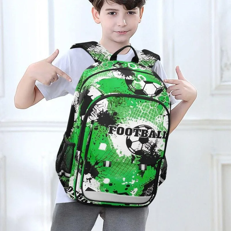ODAWA Football Themes Soccer Balls Bagpacks Preschool Elementary Kindergarten School Bag Girls Boys Backpack, 17 Inch