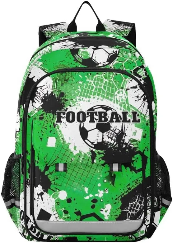 ODAWA Football Themes Soccer Balls Bagpacks Preschool Elementary Kindergarten School Bag Girls Boys Backpack, 17 Inch