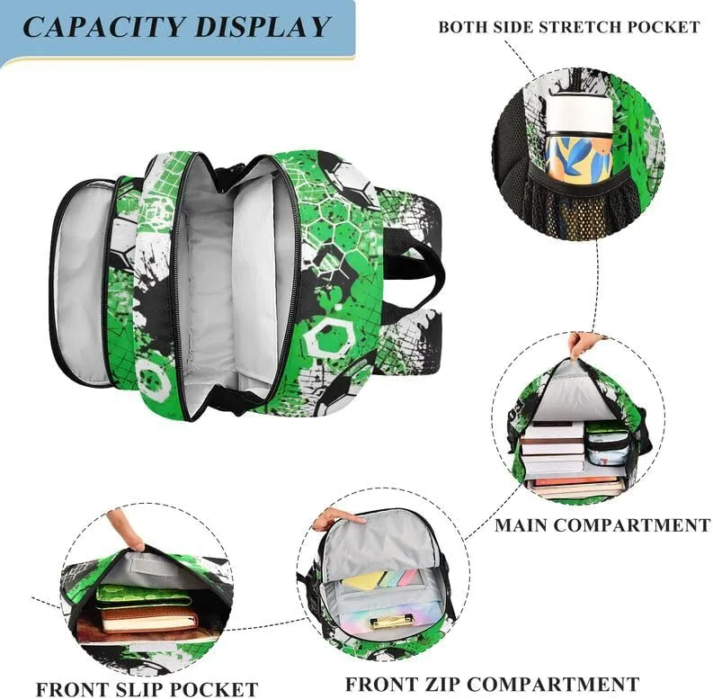 ODAWA Football Themes Soccer Balls Bagpacks Preschool Elementary Kindergarten School Bag Girls Boys Backpack, 17 Inch