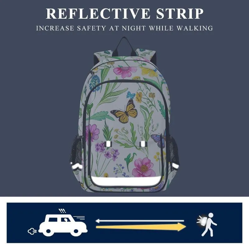 ODAWA Watercolor Wild Flowers Elementary School Backpack for Boys Laptop Backpack Purse Travel Bag Girls Boys Backpack