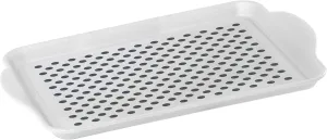 OGGI Anti Slip Serving Tray with Handles- White Rectangle Server - Ideal for Eating, Breakfast Tray, Food Tray, Appetizer, Serving