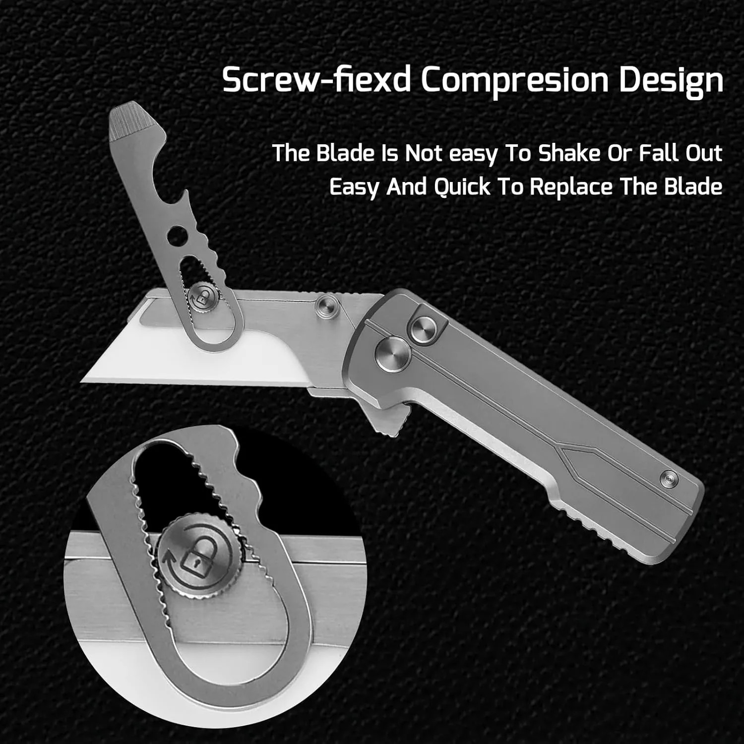 OKNIFE Otacle U1 Ti Folding Titanium Utility Knife with Ceramic Blade, Button Lock EDC Pocket Knife