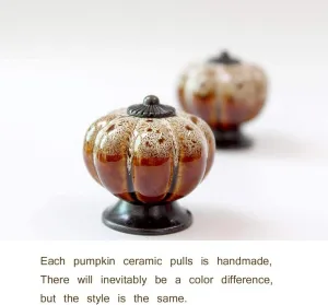 OLAYA Cabinet Knobs Handles, Drawer Handles, Cabinet Handles Ceramic Knobs Retro and Elegant Pumpkin Knobs Cabinet Drawer Handles Cbinet Pulls (32, Pumpkin White)