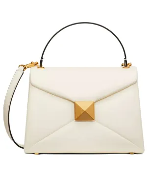 One Stud Small Top Handle Tote in Ivory