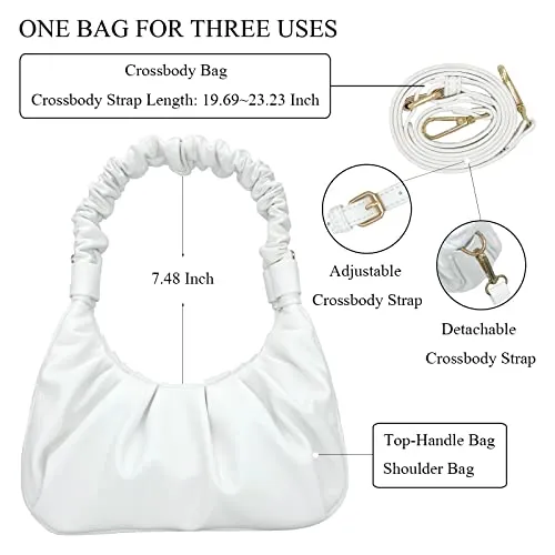 ONLNIC Small Shoulder Purse PU Leather Ruched Handbag Y2K 90s Clutch Shoulder Bag Trendy Crossbody Purses for women