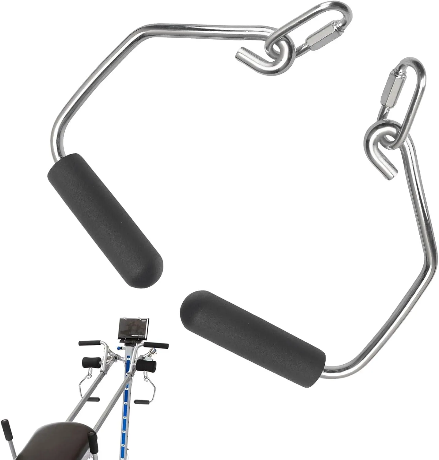 Open Ended Chrome Grip Handles Compatible with Total Gym Home Workout Machines 2000, 2200, 2500, 3000, 3000XL, XL, XLS - for Supra, Electra, FIT Gym Accessories Handles