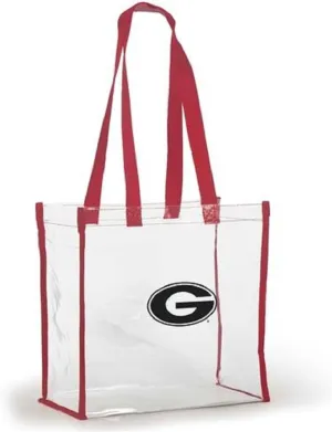 Open Top Stadium Tote, Clear with Long Handles for Georgia Bulldogs Fans.