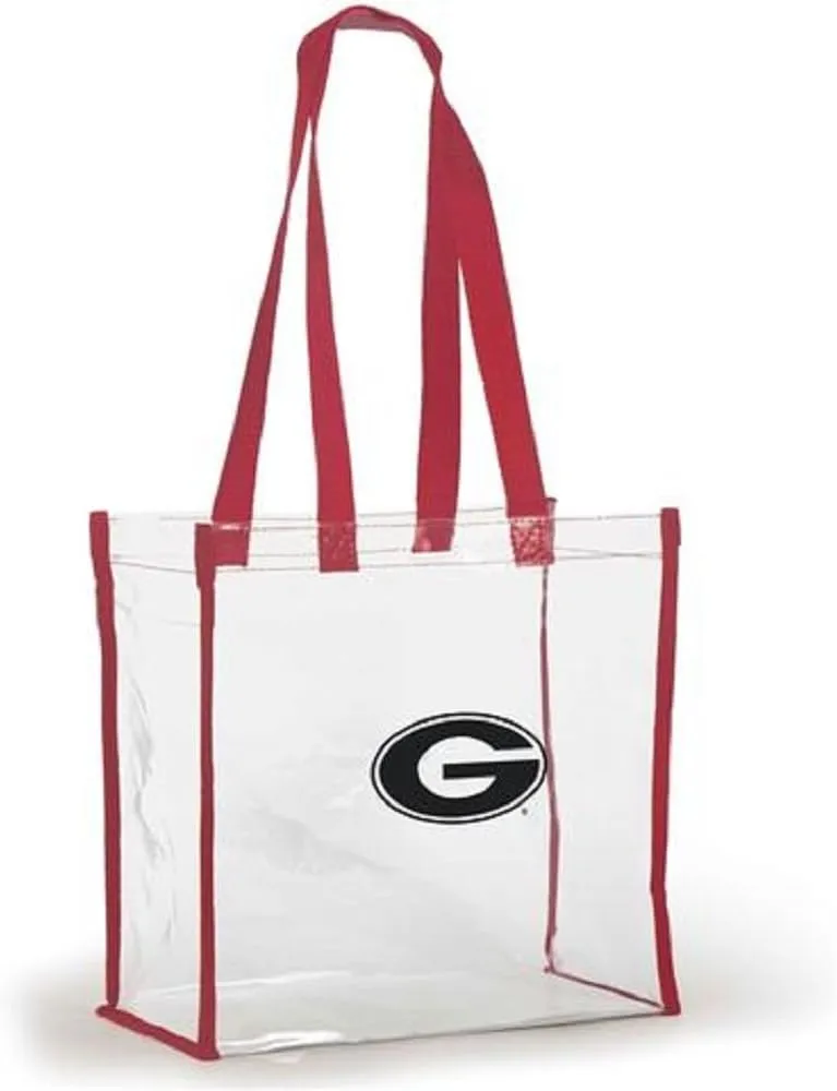 Open Top Stadium Tote, Clear with Long Handles for Georgia Bulldogs Fans.