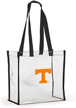 Open Top Stadium Tote, Clear with Long Handles for Tennessee Volunteers Fans.