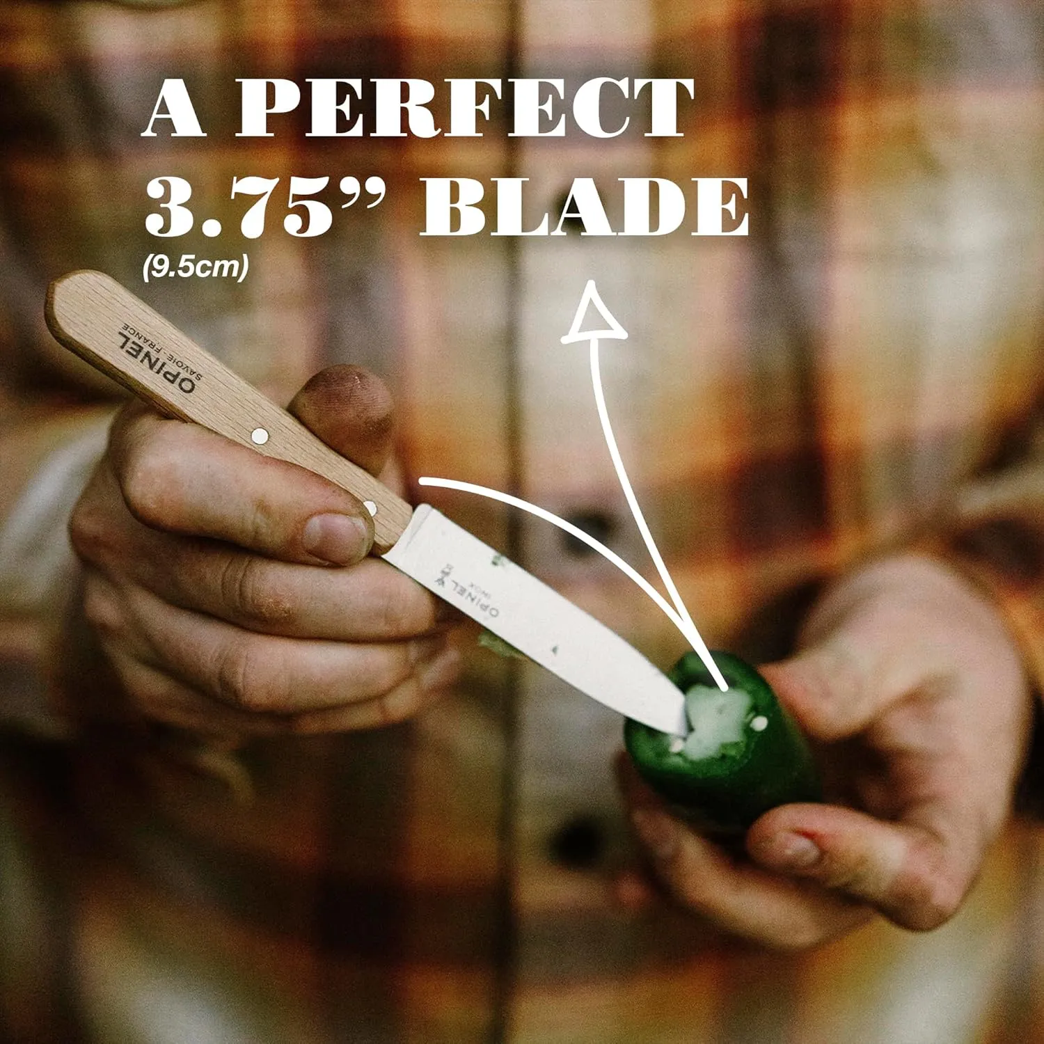 OPINEL Essential No.112 Paring Knife, Plain Edge, Hornbeam Handles, Made in France (Blue)